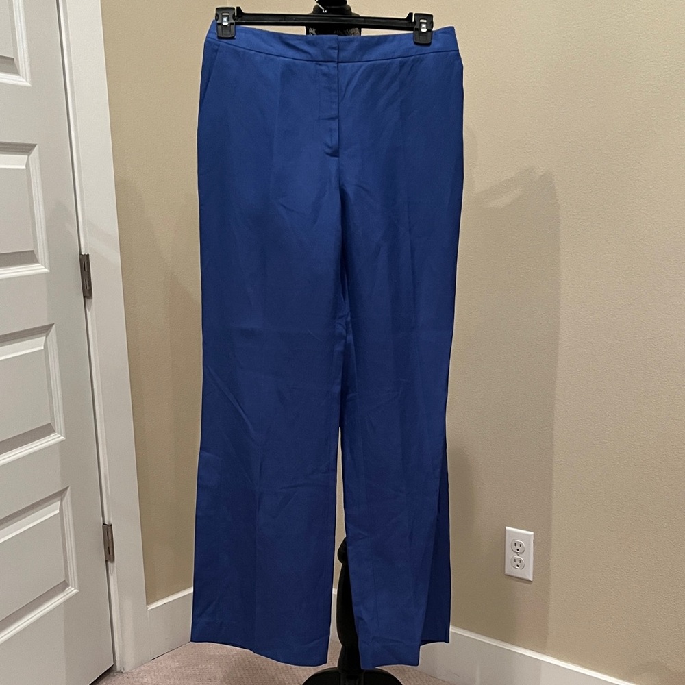 Lafayette 148 New York Women's Silk and Linen Cobalt Blue Trousers Size 6
